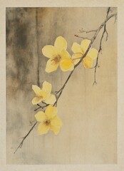 Vintage Canvas Print - Yellow Wildflower on grunge background