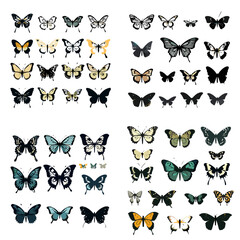 Fototapeta premium butterfly silhouette, butterfly svg, butterfly png, butterfly illustration, butterfly clipart, butterfly, insect, wing, nature, animal, fly, beauty, wings, swallowtail, yellow, vector, macro, summer, 