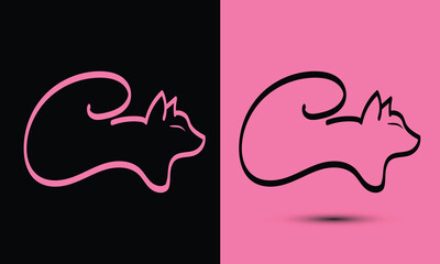 Initial letter C combine with cat head BLACK and PINK
