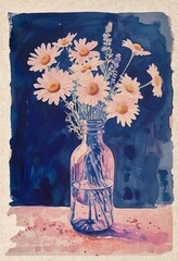 Vintage Wildflower on Bottle Canvas Print