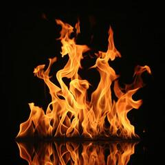 Fire flames on a black background, ai technology