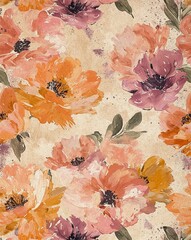 Vintage Floral Abstract Canvas Art Print