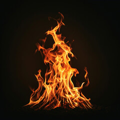Fototapeta premium Fire flames on a black background, ai technology