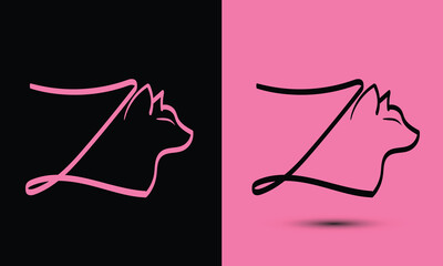 Initial letter Z combine with cat head BLACK and PINK