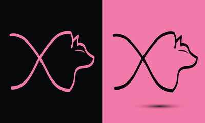 Initial letter X combine with cat head BLACK and PINK
