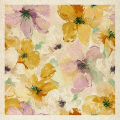 Vintage Floral Abstract Canvas Art Print
