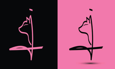 Initial letter i combine with cat head BLACK and PINK