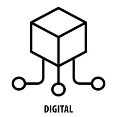 Digital, icon, Digital, Electronic, Technological, Virtual, Computerized, Digitized, Cyber, Hi tech, Digital Icon