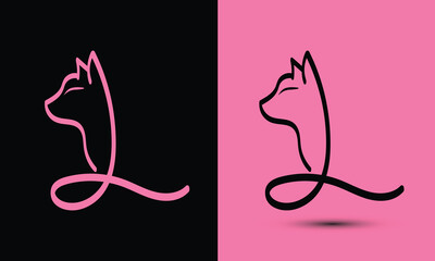 Initial letter L combine with cat head BLACK and PINK