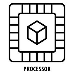 Processor, icon, Processor, CPU, Central Processing Unit, Chip, Microprocessor, Computer Brain, CPU Core, Processing Chip, Processor Icon