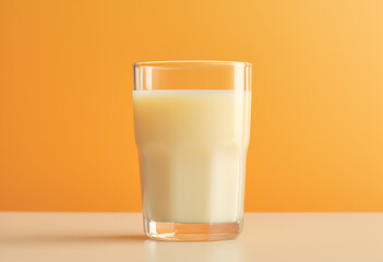 Big glass of milk on the table