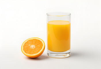 Fresh orange juice on the white background
