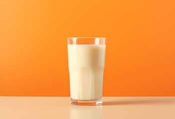 Glass of milk on table front view - obrazy, fototapety, plakaty