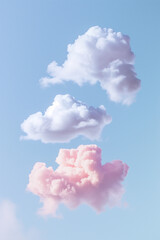 Three clouds in the sky.Pastel colors.Minimal concept.