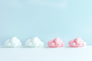 Clouds on a blue background.Minimal concept.Pastel colors.