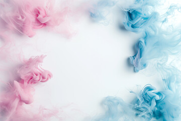  Abstract pastel pink and blue color paint with white background.Composition with copy space. 