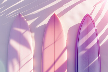 Surfboards on the beach.Pastel colors.