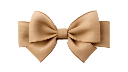 Sackcloth bow cut out. Brown sackcloth bow on transparent background