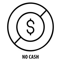 No cash, icon, No Cash, Cashless, No Money, No Payment, Cash Absence, No Cash Icon, Money Absent, Empty Wallet