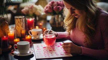  A Woman's Artistic Flair as She Creates a Personalized Scrapbook, Infusing Memories with Dry Flowers, Stickers and Paper Craft for a Unique and Nostalgic Keepsake.