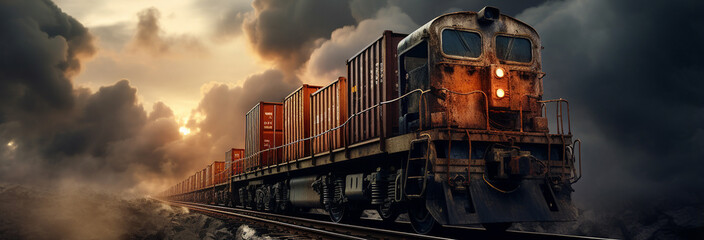 train and railway. mixed media