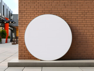 3D blank circle store signage mockup 