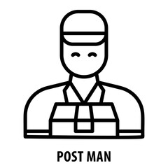 Post Man, icon, Post Man, Mail Carrier, Postman Icon, Letter Carrier, Postal Worker, Mail Delivery, Post Office Employee, Courier