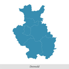 map of Detmold is a region in North Rhine-Westphalia state of Germany