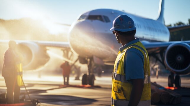 Dedicated Worker in the Aviation Industry Ensuring Aircraft Safety and Maintenance.




