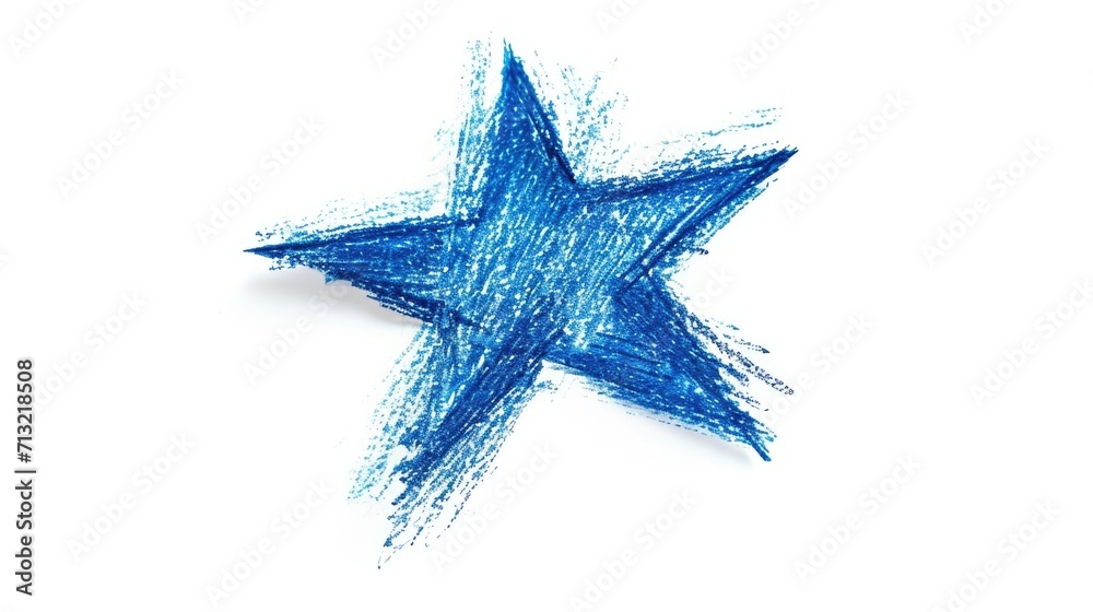 Poster a drawing of a blue star on a white surface. can be used for various design projects