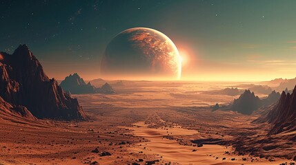 View from mars to earth. Generative AI.