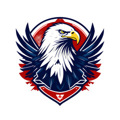 Side profile logo design of full body eagle in 3 color. Generative AI.