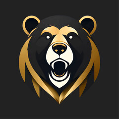 Fototapeta premium Side profile logo design head of angry bear in monochrom color. Generative AI.