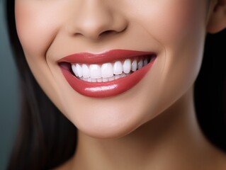 Fototapeta premium Skin care. Beautiful smiling girl model with makeup
