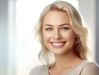 Beautiful smiling girl model with natural makeup