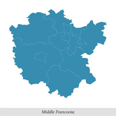 Fototapeta premium map of Middle Franconia is a region in Bavaria state of Germany