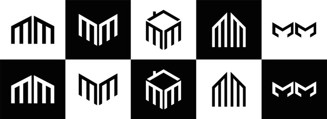 MM logo. M M design. White MM letter. MM, M M letter logo design. Initial letter MM linked circle uppercase monogram logo. M M letter logo vector design. MM letter logo design five style.	
