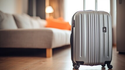 Luggage Journey: Step into a Hotel Room, where a Suitcase Awaits Unpacking, Initiating a Traveler's Retreat Filled with Comfort, Relaxation, and the Anticipation of Exploration.