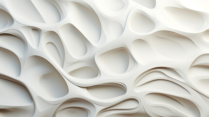 Organic White Abstract Curves and Cutouts Design created with Generative AI technology