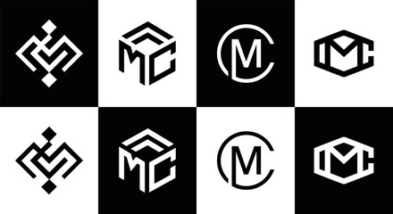 MC logo. M C design. White MC letter. MC, M C letter logo design. Initial letter MC linked circle uppercase monogram logo. M C letter logo vector design. MC letter logo design five style.	
