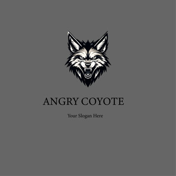 Angry coyote design logo. Generative AI.