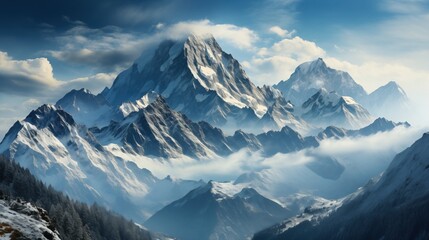 The steep icy mountains of the Himalayas illustration