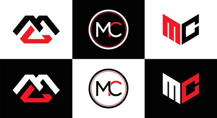 MC logo. M C design. White MC letter. MC, M C letter logo design. Initial letter MC linked circle uppercase monogram logo. M C letter logo vector design. MC letter logo design five style.	
