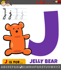 letter J from alphabet with cartoon jelly bear