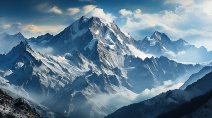The steep icy mountains of the Himalayas illustration - 713225926