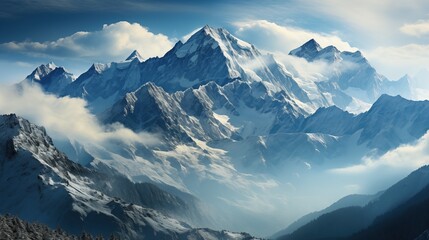 The steep icy mountains of the Himalayas illustration - 713225979