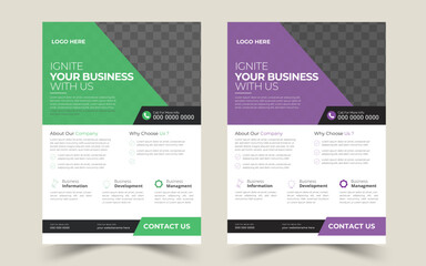 a bundle of 4 templates of a4 flyer, Creative corporate business flyer template design set,  Geometric shape,  perfect for creative professional business, trendy creative corporate multipurpose minima