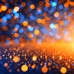 blurry orange light, light background with bokeh, orange-blue glow of mixed lights, faded lights, glowing round dots