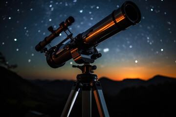 Space sky telescope silhouette galaxy astronomy science night universe cosmos tripod planet