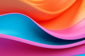 Vibrant neon backdrop with orange, pink, and turquoise curves. 3D illustration. Generative AI
